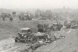 34k WW2 photo of column: GAZ-AA, S-65, ZiS-5, Komsomolec, GAZ M-1