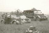 57k WW2 photo of 1936 Opel 2,0 Ltr., Opel Olympia OL38, 8-to halbkette, DKW moto, France