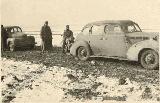 53k WW2 photo of Wehrmacht 1938 Packard 6 sedan and Opel-Kapitaen, USSR, Kalmykia?