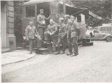 36k WW2 photo of Peugeot 402 and Magirus, Paris(?)