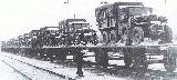64k photo of Steyr-640 cargo trucks on railway platforms