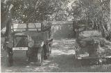 56k (12 IX 1941) photo of Opel Kadett K38 Cabriolimousine, Unic P107 SS anti-aircraft gun tractor in Volosovo, Leningrad region, USSR