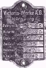 57k photo of 1942 Victoria Pionier, factory plate